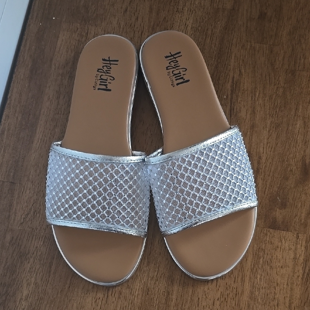 Corkys Silver Slide Sandals